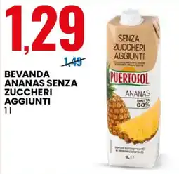Eurospin Puertosol bevanda ananas senza zuccheri aggiunti offerta