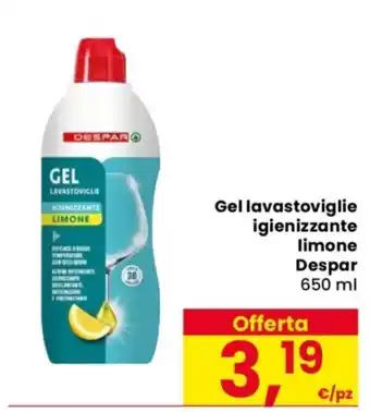 Despar Gel lavastoviglie igienizzante limone Despar offerta