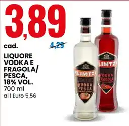 Eurospin Klimtzy liquore vodka e fragola/pesca, 18% vol. offerta