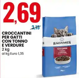 Eurospin Radames croccantini per gatti con tonno e verdure offerta