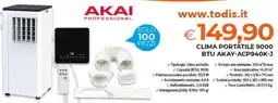 Todis AKAI CLIMA PORTATILE 9000 BTU AKAY-ACP940K-J offerta