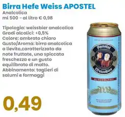 Prix Quality Birra Hefe Weiss APOSTEL Analcolica offerta
