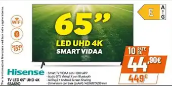 Hisense tv led 65" uhd 4K 65A690