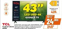 Expert Tcl tv led 43" uhd 4K 43P69K offerta