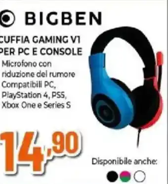 Expert Bigben cuffia gaming V1 per pc e console offerta