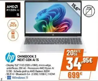 Expert Hp omnibook 3 next gen AI 15 offerta