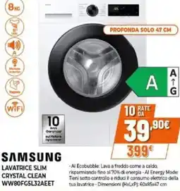 Expert Samsung lavatrice slim crystal clean WW80FG5L32AEET offerta