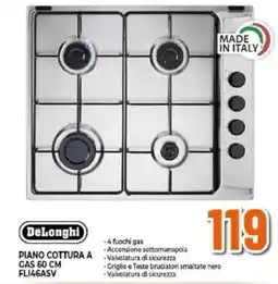 Expert Delonghi piano cottura a gas 60 CM FLI46ASV offerta