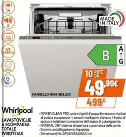 Expert Whirlpool lavastoviglie scomparsa totale WOID751AX offerta