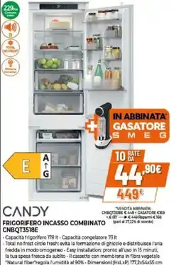 Expert Candy frigorifero incasso combinato CNBQT3518E offerta