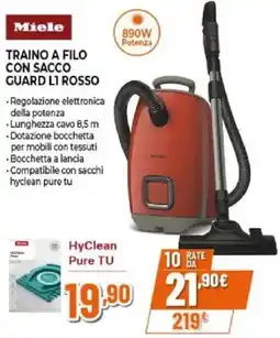 Expert Miele traino a filo con sacco guard L1 rosso offerta