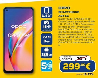 Euronics A94 5g a94 16,3 cm (6.43") doppia sim usb tipo-c 8 gb 128 gb 4310 mah blu offerta