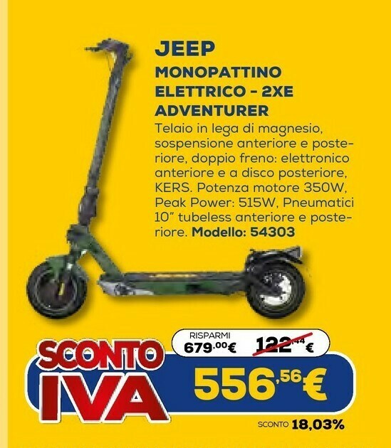 Jeep monopattino elettrico - 2xe adventurer offerta di Euronics