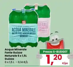 Eurospar Acqua Minerale Fonte Guizza Naturale 6 x 1,5L Guizza offerta