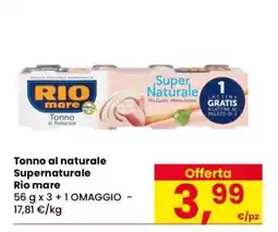Eurospar Tonno al naturale Supernaturale Rio mare offerta