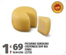 Vivo Supermercati Pecorino semiduro crotonese dop bio fonsi offerta