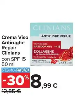 Carrefour Iper Crema Viso Antirughe Repair Clinians con SPF 15 offerta