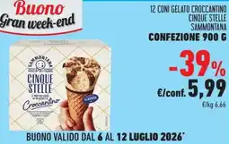 Conad 12 coni gelato croccantino cinque stelle Sammontana offerta