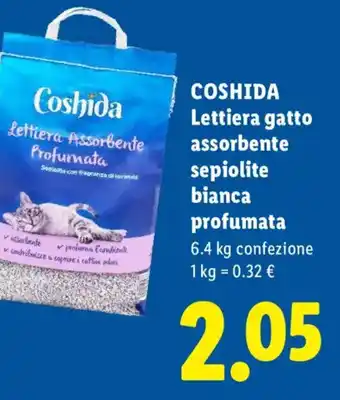 Coshida Lettiera gatto assorbente sepiolite bianca profumata
