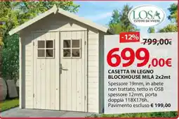 Kreo Brico e Casa Casetta in legno Blockhouse Mila offerta