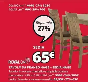 JYSK Royal oak hage sedia offerta