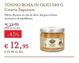 Eataly TONNO ROSA IN OLIO Cetaria Saporum offerta