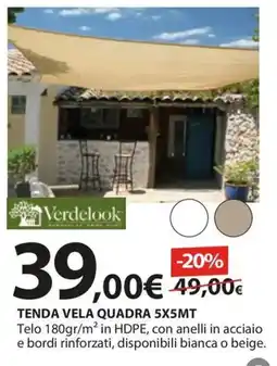 Kreo Brico e Casa TENDA VELA QUADRA 5X5MT Verdellook offerta