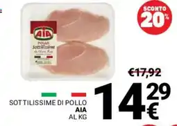 Supermercati Gulliver Sottillissime di pollo AIA offerta
