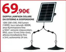 Kreo Brico e Casa DOPPIA LAMPADA SOLARE DA ESTERNO A SOSPENSIONE offerta