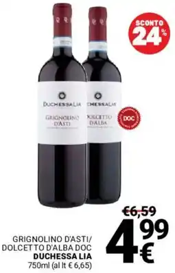 Supermercati Gulliver Grignolino d'asti/dolcetto d'alba doc duchessa lia offerta
