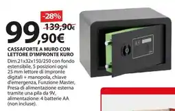 Kreo Brico e Casa CASSAFORTE A MURO CON LETTORE D'IMPRONTE KURO offerta