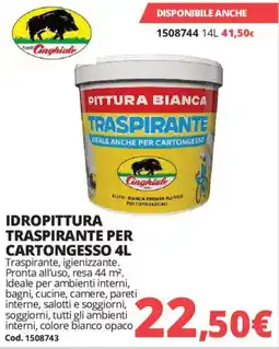Brico Io IDROPITTURA TRASPIRANTE PER CARTONGESSO 4L offerta