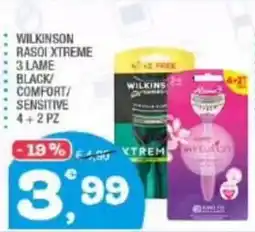 Splendidi e Splendenti WILKINSON RASOI XTREME 3 LAME BLACK/COMFORT/SENSITIVE offerta