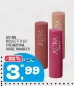 Splendidi e Splendenti Astra rossetto lip creamynal varie nuances offerta