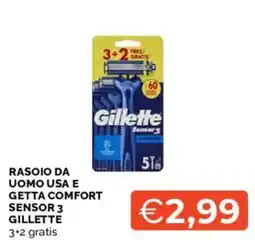 Mercatò Rasoio da uomo usa e getta comfort sensor 3 gillette offerta