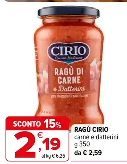 Iperal RAGÙ CIRIO carne e datterini offerta