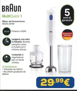 Euronics BRAUN MultiQuick 1 Mixer ad immersione offerta