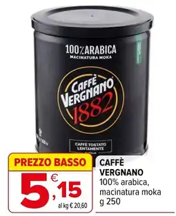 Iperal Caffè Vergnano 100% arabica, macinatura moka offerta