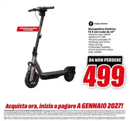 MediaWorld Monopattino Elettrico F3 E con ruote da 10" Segway-Ninebot offerta