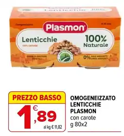 Iperal Lenticchie PLASMON con carote offerta