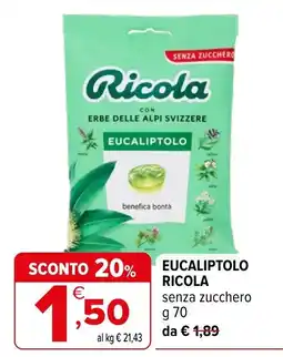 Iperal EUCALIPTOLO RICOLA senza zucchero offerta