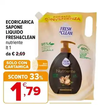 Iperal SAPONE LIQUIDO FRESH&CLEAN Nutriente offerta