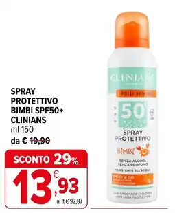 Iperal Spray Protettivo Bimbi SPF50+ Clinians offerta