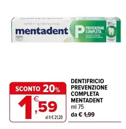 Iperal DENTIFRICIO PREVENZIONE COMPLETA MENTADENT offerta