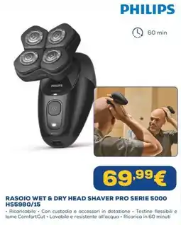 Euronics PHILIPS RASOIO WET & DRY HEAD SHAVER PRO SERIE 5000 offerta