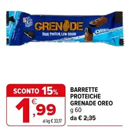 Iperal BARRETTE PROTEICHE GRENADE OREO offerta
