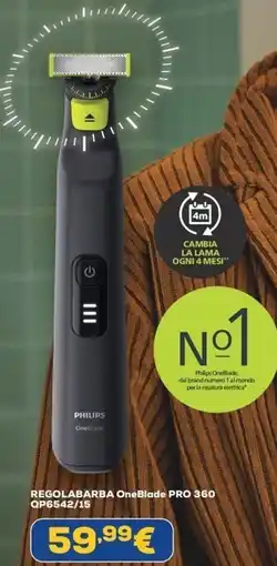 Euronics Philips regolabarba oneblade pro 360Q P6542/15 offerta