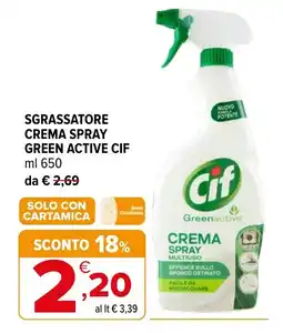 Iperal SGRASSATORE CREMA SPRAY GREEN ACTIVE CIF offerta