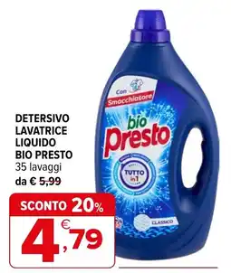 Iperal Detersivo lavatrice liquido bio presto offerta