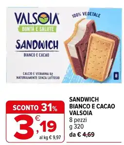 Iperal Sandwich Bianco e Cacao Valsoia offerta